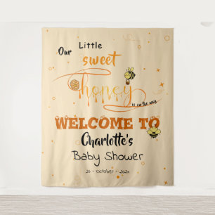 Cute Sweet Honey en Kawaii Oogbal Tekst Achtergron Wandkleed