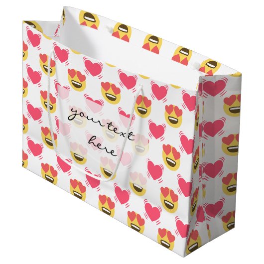 Cute Sweet in Love Emoji, hartspatroon Groot Cadeauzakje (Voorkant Gekanteld)