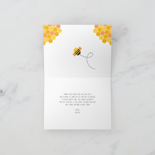 Cute Sweet Kawaii Bumble Bee Birthday Buzzing by Bedankkaart (Binnen)