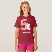 Cute Sweet Kitten Birthday Custom Name and Number T-shirt (Voorkant volledig)