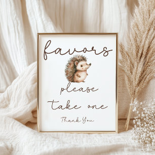 Cute Sweet Little Hedgehog Favor Baby Shower Bord Poster