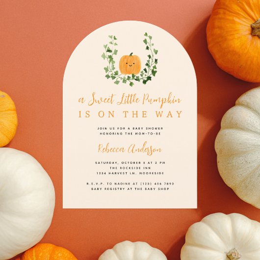 Cute Sweet Little Pumpkin Fall Baby Shower Kaart