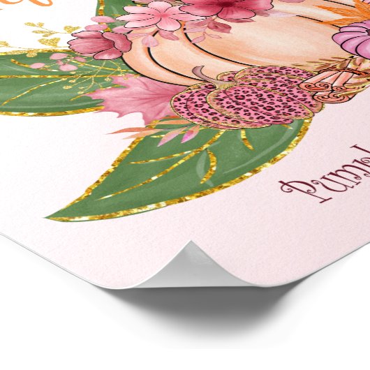 Cute Sweet Little Pumpkin Herfst Greenery Gift Sig Poster (Hoek)