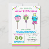 Cute Sweet Lollipop Snoep Land Birthday Party Kaart (Voorkant)