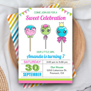 Cute Sweet Lollipop Snoep Land Birthday Party Kaart