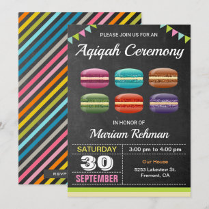 Cute Sweet Macarons Aqeeqah Aqiqah Ceremony Kaart