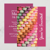 Cute Sweet Macarons Pink Birthday Party Kaart (Voorkant / Achterkant)