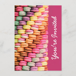Cute Sweet Macarons Pink Birthday Party Kaart