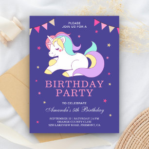 Cute Sweet Magical Unicorn Birthday Party Uitnodiging Briefkaart