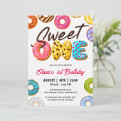 Cute Sweet One Donut 1e Verjaardag Kaart (Staand voorkant)