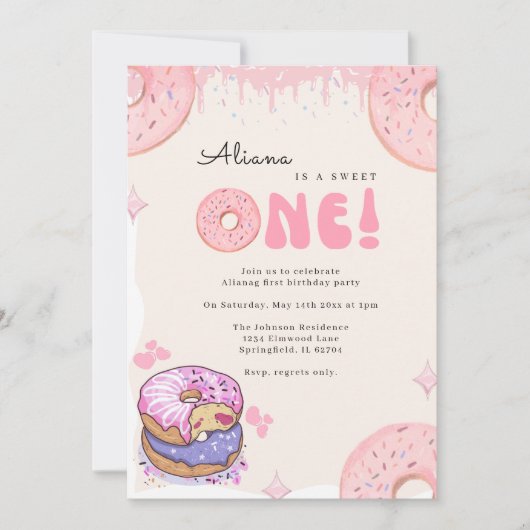 Cute Sweet One waterverf doneert 1 verjaardag Kaart (Voorkant)