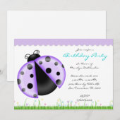 CUTE Sweet Paars and Blue Lady Bug Birthday Party Kaart (Voorkant / Achterkant)