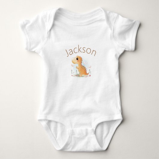 Cute Sweet Personalized Dinosaur Baby Boy Romper (Voorkant)