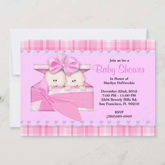 CUTE Sweet PINK Baby shower Kaart (Voorkant)