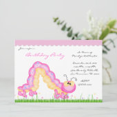 CUTE Sweet Pink Caterstyle Bug Birthday Party Kaart (Staand voorkant)