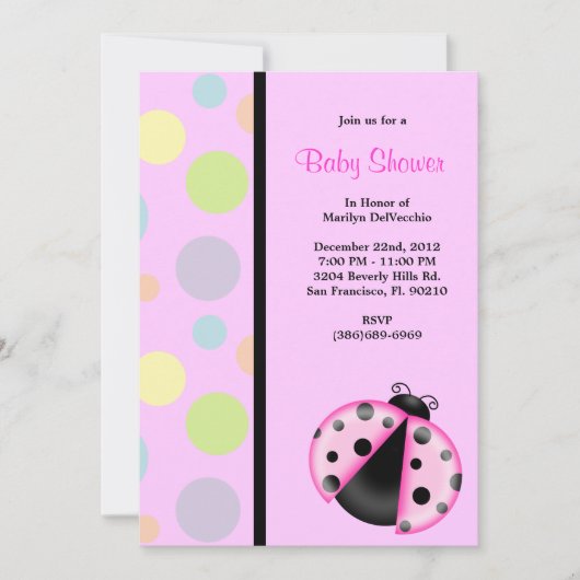 CUTE Sweet Pink Lady Bug Baby shower Kaart (Voorkant)