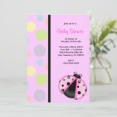 CUTE Sweet Pink Lady Bug Baby shower Kaart (Staand voorkant)
