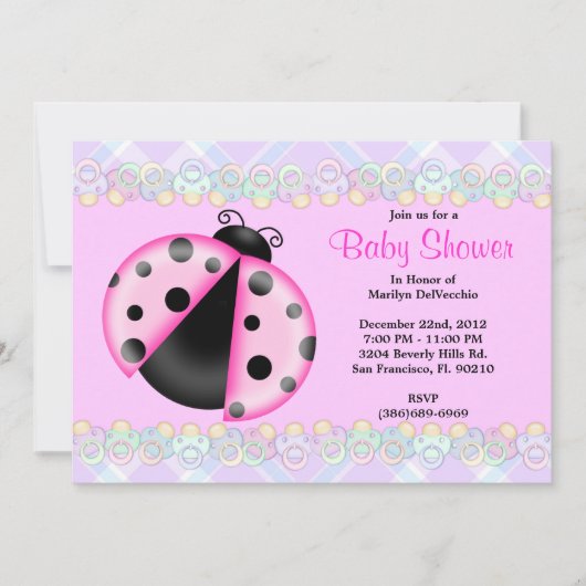 CUTE Sweet Pink Lady Bug Baby shower Kaart (Voorkant)