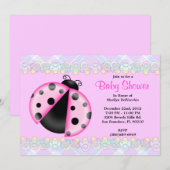 CUTE Sweet Pink Lady Bug Baby shower Kaart (Voorkant / Achterkant)