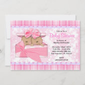 CUTE Sweet PINK Twins Baby shower Kaart (Voorkant)