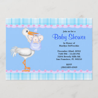 CUTE Sweet Plush Blue Bunny Rabbit Baby shower Kaart