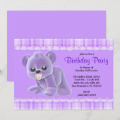 CUTE Sweet Plush Paarse Teddy Bear Birthday Kaart (Voorkant / Achterkant)