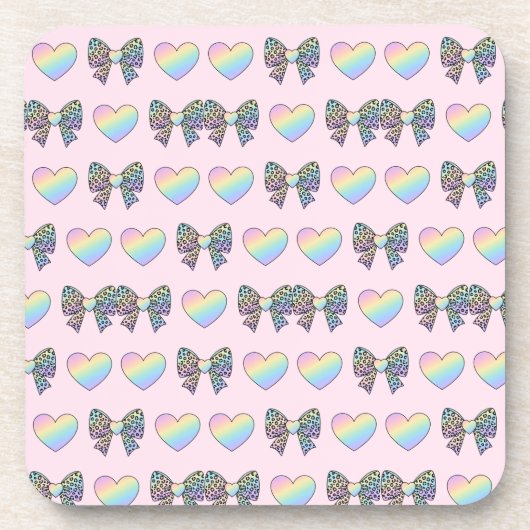  cute sweet rainbow hearts pastel gradient pattern bier onderzetter (Voorkant)