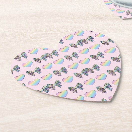  cute sweet rainbow hearts pastel gradient pattern kartonnen onderzetters (Gekanteld)