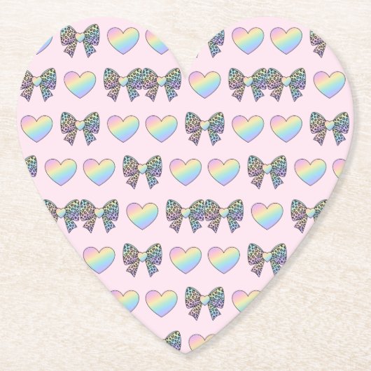 cute sweet rainbow hearts pastel gradient pattern kartonnen onderzetters (Voorkant)