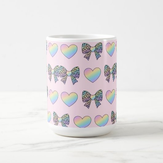  cute sweet rainbow hearts pastel gradient pattern koffiemok (Center)