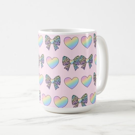 cute sweet rainbow hearts pastel gradient pattern koffiemok (Voorkant rechts)