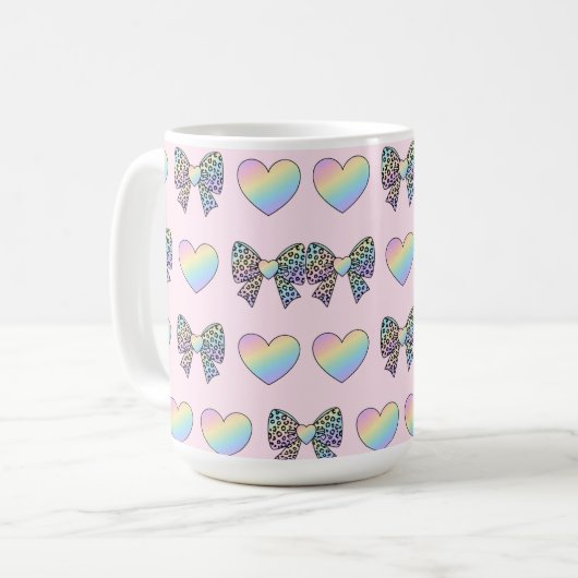  cute sweet rainbow hearts pastel gradient pattern koffiemok (Voorkant links)