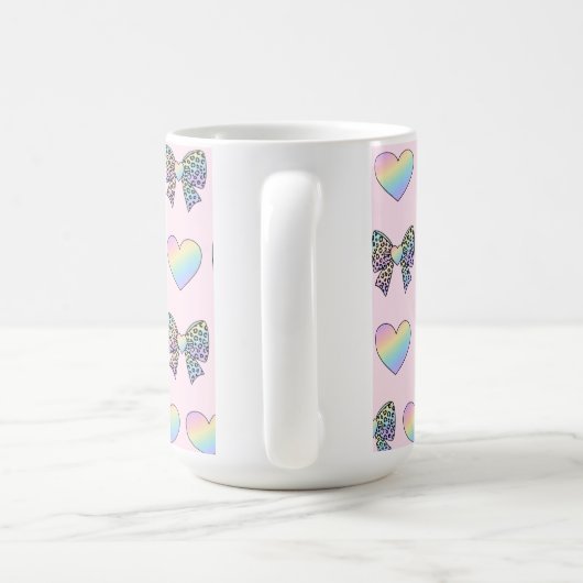 cute sweet rainbow hearts pastel gradient pattern koffiemok (Handvat)