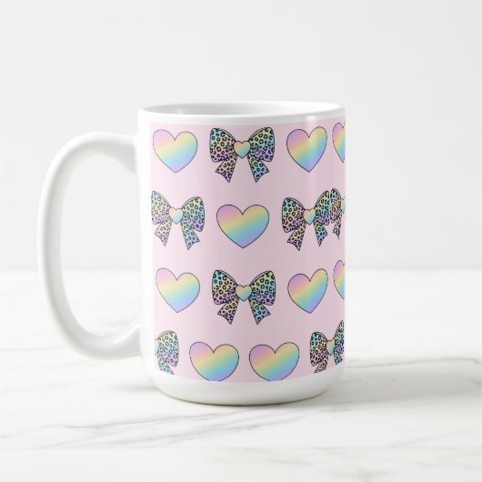  cute sweet rainbow hearts pastel gradient pattern koffiemok (Links)