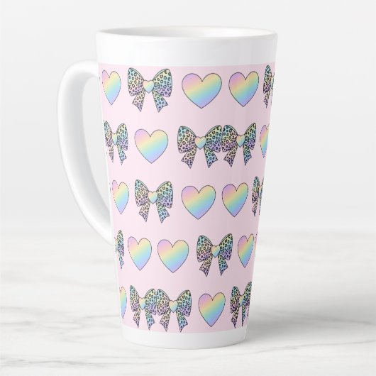  cute sweet rainbow hearts pastel gradient pattern latte mok (Linkerhoek)