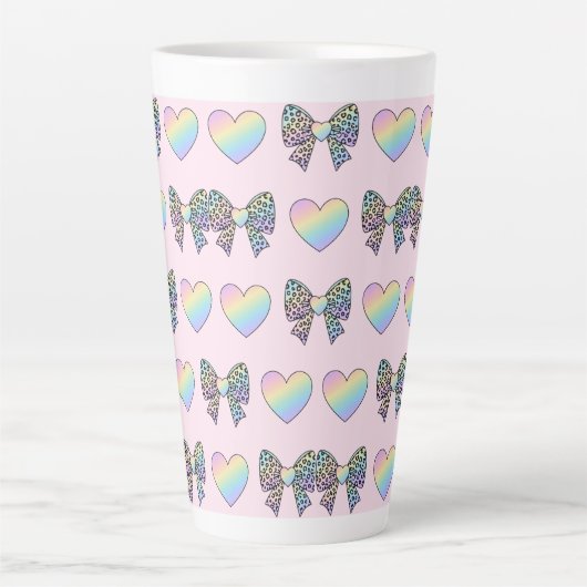  cute sweet rainbow hearts pastel gradient pattern latte mok (Voorkant)