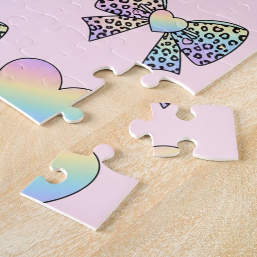 cute sweet rainbow hearts pastel gradient pattern legpuzzel (Zijkant)