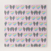 cute sweet rainbow hearts pastel gradient pattern legpuzzel (Verticaal)