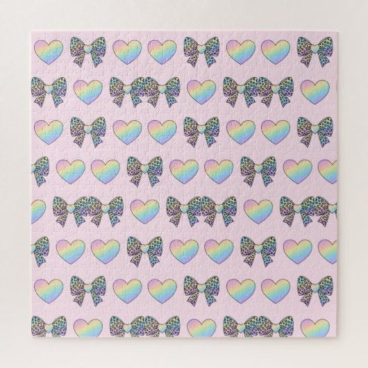 cute sweet rainbow hearts pastel gradient pattern legpuzzel (Verticaal)