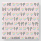  cute sweet rainbow hearts pastel gradient pattern stenen onderzetter (Voorkant)