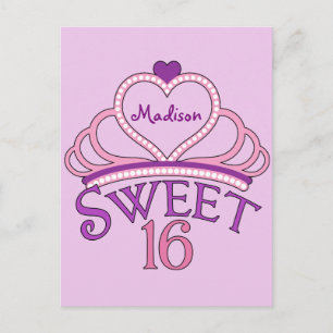 Cute Sweet Sixteen Pink Birthday Party Invitation Uitnodiging Briefkaart