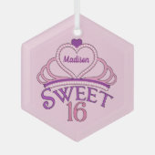 Cute Sweet Sixteen verjaardag Aangepast Roze Kerst Glas Ornament (Voorkant)