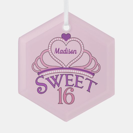 Cute Sweet Sixteen verjaardag Aangepast Roze Kerst Glas Ornament (Voorkant)