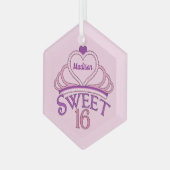 Cute Sweet Sixteen verjaardag Aangepast Roze Kerst Glas Ornament (Voorkant links)