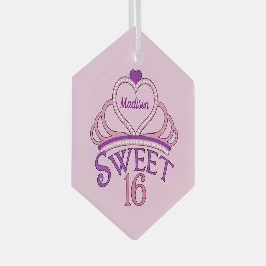Cute Sweet Sixteen verjaardag Aangepast Roze Kerst Glas Ornament (Voorkant Rechts)