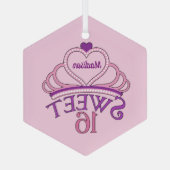 Cute Sweet Sixteen verjaardag Aangepast Roze Kerst Glas Ornament (Achterkant)