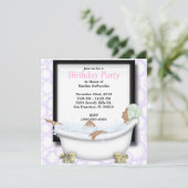 CUTE Sweet Spa Bath Massage and Beauty Party Invit Kaart (Staand voorkant)