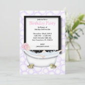 CUTE Sweet Spa Bath Massage and Beauty Party Invit Kaart (Staand voorkant)
