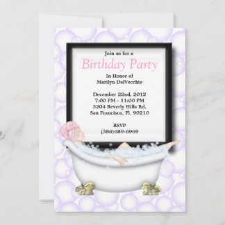 CUTE Sweet Spa Bath Massage and Beauty Party Invit Kaart