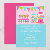 Cute Sweet Treat Birthday Party Invitation Kaart (Voorkant / Achterkant)